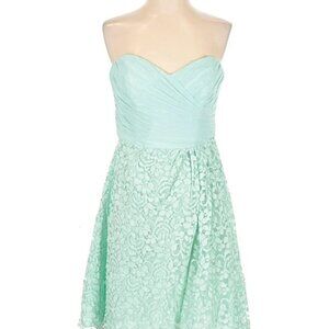 David's Bridal Elegant  Aqua Strapless Lace Bottom short Dress (.pic diff color)